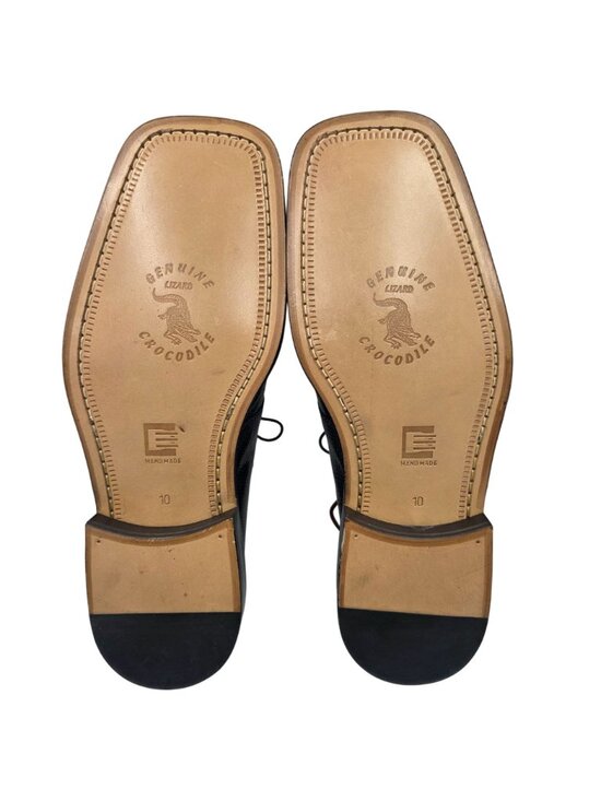 NEW Vintage Crocodile Lizard Mens 10 Navy Blue Exotic David Eden Dress Shoes main image 12